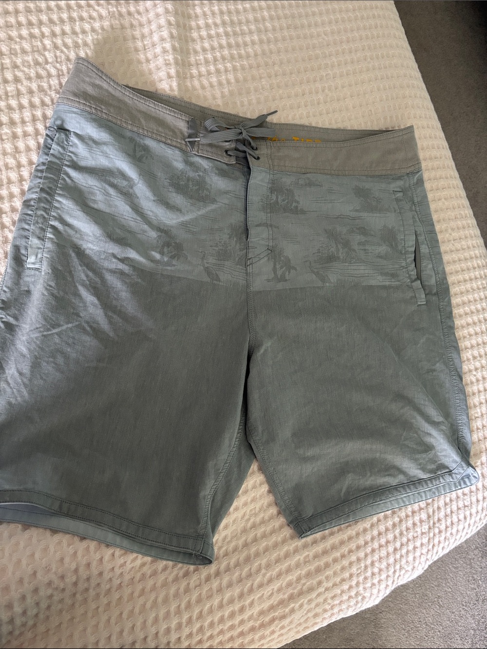 Men's Light Blue Board Shorts with Drawstring Waist